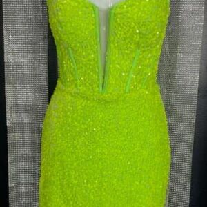 Lime Green Strapless Dress homecoming dress